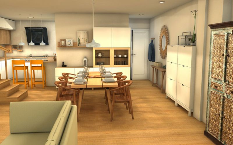 Reforma de cocina salón comedor en apartamento