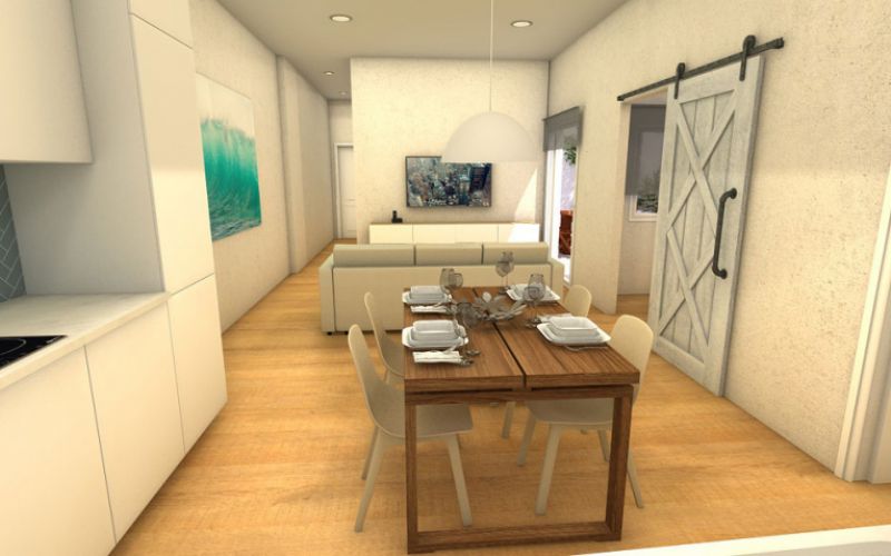 Diseño de cocina americana integrada en salón